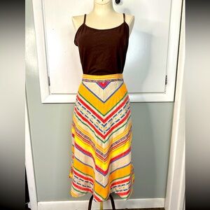 Stunning 1979s Vintage Chevron striped Skirt, Beautiful southwest colors/print.
